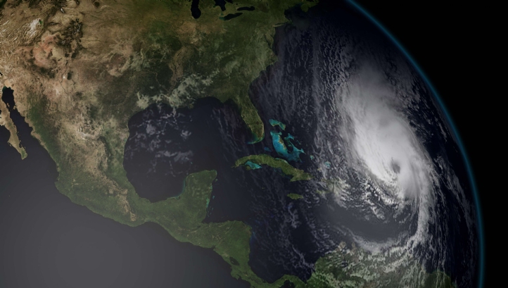 Hurricane Irma making its way across the Caribbean islands